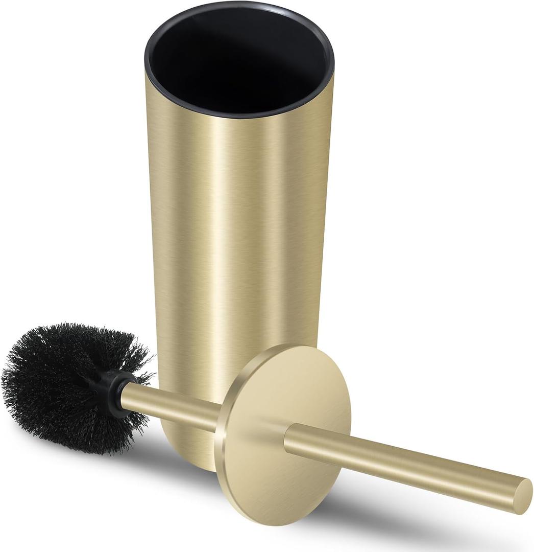 Stainless Steel Toilet Brush with Holder Set for Bathroom Storage and Organization Toilet Bowl Cleaner Brush and Holder (1, Gold)