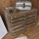 Vintage Wooden Storage Box with 6 Drawers Desktop Organizer Cabinet Rustic Farmhouse Distressed Decor Jewelry Cosmetics Craft Paper Small Tool Library Card Catalog Cabinet for Home Office Desk Brown