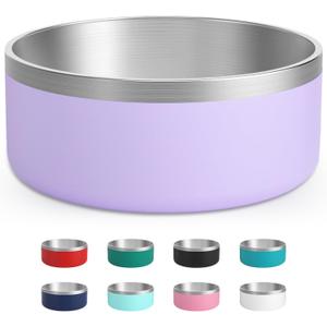 LIHOOOOM Stainless Steel Dog Bowls, Metal Dog Bowls, Water Bowl for Dogs, Dog Food Bowls, Pet Bowls for Dogs, Dog Dish for Large Dogs, Insulated Dog Bowl, Non Slip Dog Bowl, Easy Clean, 40oz, Light Purple
