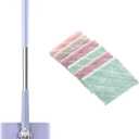 Snap Grip Mini Mop,Cloth Changing Mini Mop,27inch Long Handle Mopping Stick,360° Swivel Head,Dry and Wet Use,Ideal for Tight Corners,Tile,and Hardwood (White,6 Cloth)