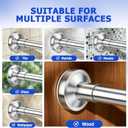 Bonpally Shower Curtain Rod, Adjustable 32-75 Inches Spring Tension Rod, Non-Slip No Drilling Stainless Steel Shower Rods for Bathroom Window Room Divider, Never Rust, Chrome