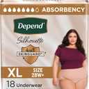 Depend Silhouette Adult Incontinence & Postpartum Bladder Leak Underwear for Women, Maximum Absorbency, Extra Large, Pink, 18 Count, Packaging May Vary