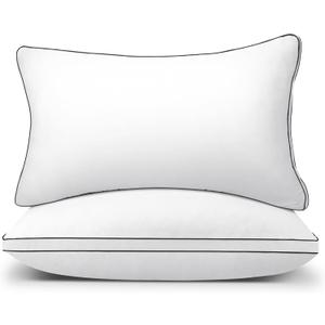 Bed Pillows for Sleeping Queen Size Set of 2  Soft Gusseted 30 x 20 Inch Bed Pillows for Side, Back, and Stomach Sleepers  Hotel Quality Down Alternative Pillows, White