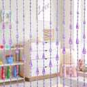 Crystal Beaded Curtain for Doorway, Wave Pattern 45 Strands Pink, 35.5"W x 79"L