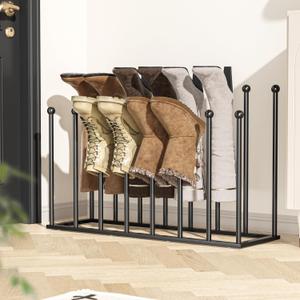 pickpiff Free Standing Shoe Racks - 19.5 Inch Black Metal Boot Rack Organizer Tall Boots for Dorm Room, Closet, Entryway, Bedroom, Patio Outdoor, Hallway, Black, Shoe Storage Fit for 8 Pairs