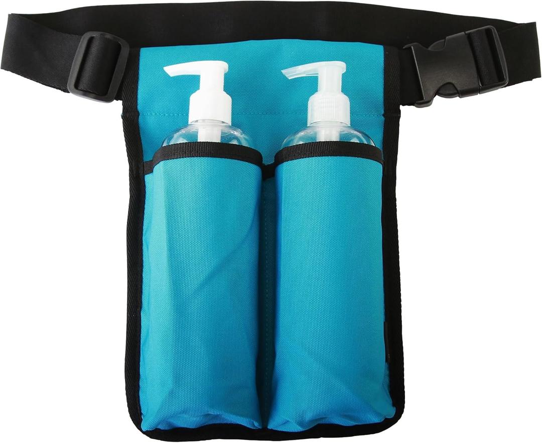 Massage Oil Holster Lotion Holster Premium Massage Bottle Bag Massage Waist Oil Case for 2 Bottles(Bag Only)(Two Bottles,Blue Green)