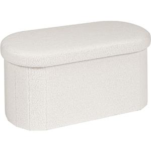 B FSOBEIIALEO Ottoman with Storage for Living Room, Sherpa Folding Storage Ottoman Foot Rest, 30 Inches Collapsible Bedroom Bench White