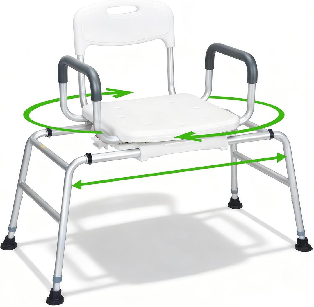 HOMDABO Shower Chair for Elderly and Disabled - Sliding Shower Chair for Inside Shower - Heavy Duty Tub Transfer Bench with 360⁰ Swivel Seat, HDB-788B