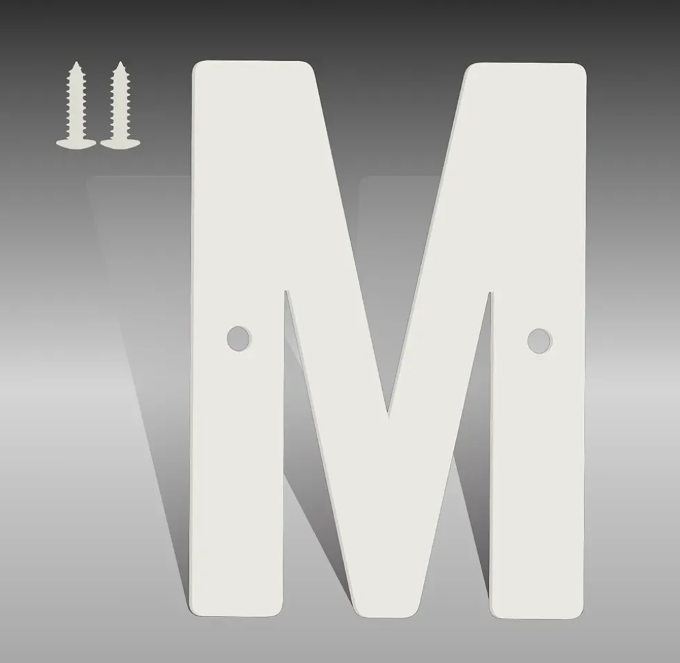10 Inch White Metal Letters, Modern House Numbers for Outside, White Door Mailbox Numbers, Metal House Address Letter and Number for Office Apartment Outside (M)