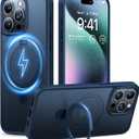 TORRAS Ultra Magnetic Ostand for iPhone 16 Pro Case [Fit for MagSafe] [Sturdy Stand & Ring Holder] Mil-Grade Shockproof Matte Anti-Scratch Slim Protective Kickstand Case, Navy Blue 6.3 inch