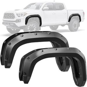YITAMOTOR Front Rear Fender Flares Compatible with 2024-2025 Toyota Tacoma, Pocket Style Smooth Textured Wheel Flares Cover Protector Set, 4 Pcs, PP Black