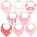 KeaBabies 8-Pack Organic Baby Bandana Bibs for Girls - Super Absorbent Triangle Baby Bibs for Drooling and Teething Infant, 100% Cotton Extra Soft for Newborn, Infant 0-36 Months (Blush)