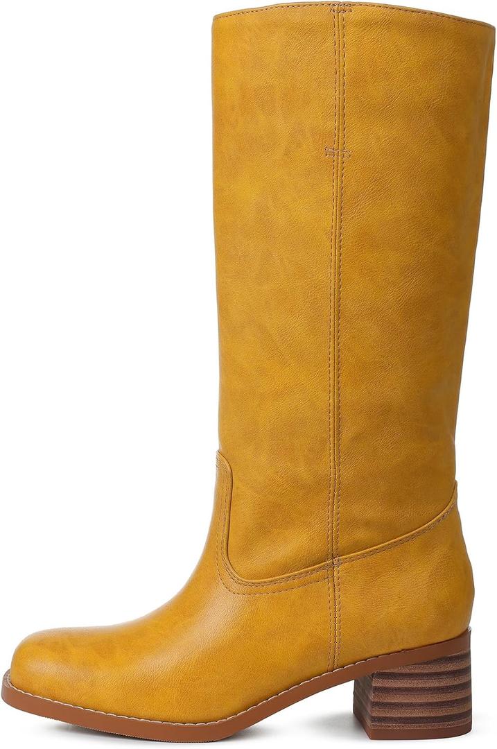 Tarkwa Women's Knee High Boots Chunky Block Heel Long Boot for Women Casual Square Toe Boots Low Heel Women's Boot Dressy Trendy (9)