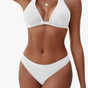 Women's Bikini Sets Halter Triangle Swimsuit 2 Piece Bathing Suit, White, Size M