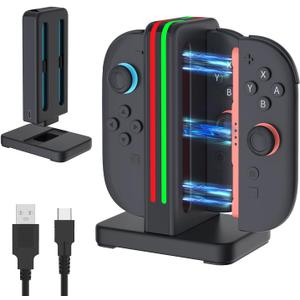 3 x Switch 2 Joycon Charger 4 in 1 Switch 2 Charging Dock Only for Switch2 Joycon Controller, Portable & Detachable
