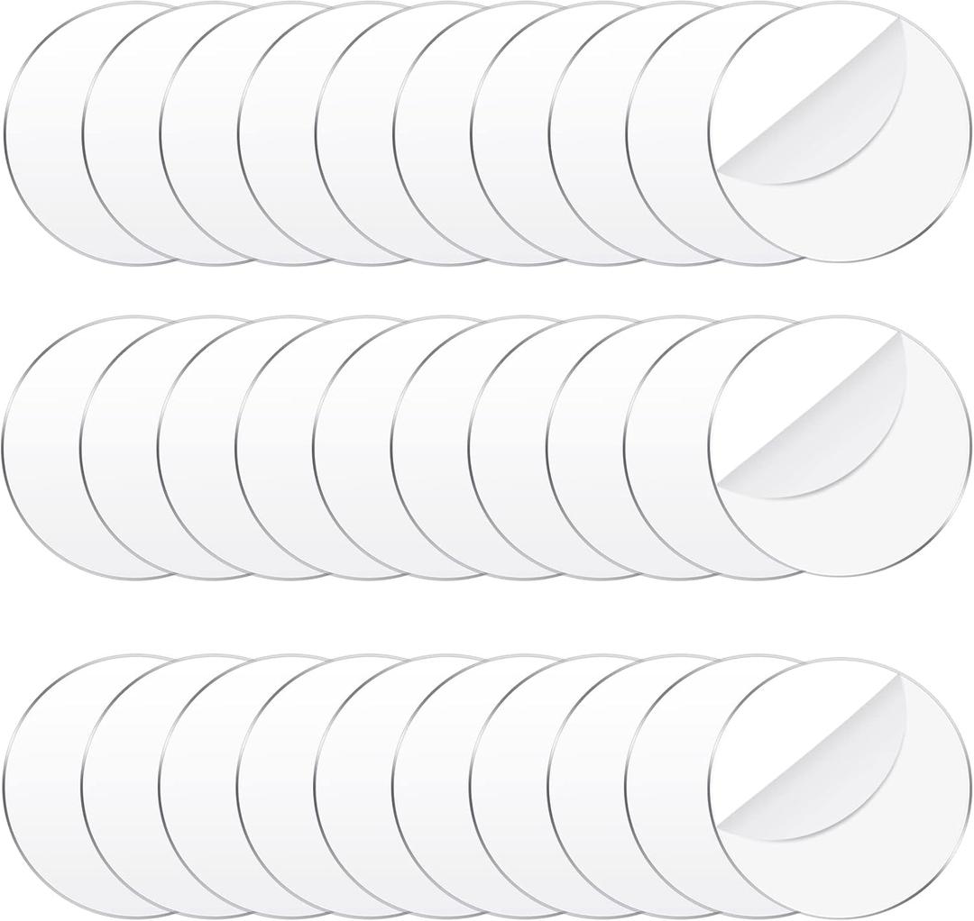 Jetec 30 Pcs 2.5 Inch Acrylic Circle Blanks Clear Disc Round Transparent Acrylic Coasters Ornament Blanks Miniature Bases for Crafts Christmas Ornament DIY Art Projects Suplies
