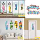 8 Pcs 9 1/2" x 28" Surfboards Cut Out Cardboard Tropical Beach Decorations Surf Board Wall Decoration Hawaiian Party Wall Decor Graphics Surfboard Sign for Summer Pool Surf Party