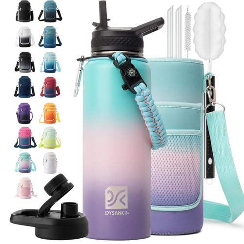 DYSANKY Insulated Water Bottle | Thickened Stainless Steel Vacuum Metal | Portable Sports Water Jug for Gym and Hiking with Straw, Carrier Bag, Handle Strap | BPA-Free 40 oz