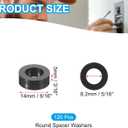 PATIKIL 120Pcs M8 ABS Spacers 5/16" ID x 9/16" OD x 3/16" L Plastic Round Spacer Washers Black Standoff Nut Unthreaded for M8 or 5/16 inch Screws Bolts Electrical Outlet