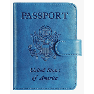 Passport Holder Cover Wallet RFID Blocking Leather Card Case Travel Accessories for Women Men (Blue)