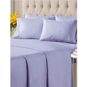 Cal King 6 Piece Sheet Set - Comfy Breathable & Cooling - Soft Hotel Luxury Bedding Set with 8-16 Inch Deep Pockets - 1 Flat & 1 Fitted Sheet & 4 Pillowcases - Wrinkle Free & Easy Care - Lavanda