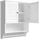 ChooChoo Medicine Cabinet with Towels Bar, 23.6" L x 8.8" W x 29.5" H MDF Material Bathroom Wall Cabinet, 2 Doors Over The Toilet Space Saver Storage Cabinet with Large Space, White