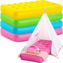 Leyndo 4 Pack Kids Air Mattress Bulk Toddler Inflatable Bed Blow up Camping Sleeping Pad 61.81 x 25.98 x 7.09 Inches Kid Inflatable Airbed for Aged 3-10 Years Old (Multicolor) (Many Colors)