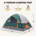 NEWBULIG 2-4 Person Camping Tent, Lightweight 5 Min Easy Setup, Waterproof Windproof Dome Tent with Rainfly for Outdoor, Hiking, Backpacking, Beach, Green