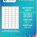 Premium Label Supply White Sticker Barcode Labels – 1.5" x 1" – Laser/Inkjet Compatible – (50 per Sheet), 25 Sheets – 1250 Total Adhesive Labels