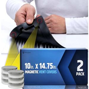 Powerful Magnetic Vent Covers (2-Pack) that Will Never Fall Off (Upgraded Design) - for Sealing Floor/Wall/Ceiling Registers of Width 9.25" to 10", Length 13.25" to 14" | Vent Not Included | White