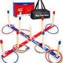 Upgraded Outdoor Wooden Ring Toss Game Set for Kids with 10 Rings and 10 Ropes, Perfect for Parties and Carnivals Yard Games, Outdoor Games, Providing Endless Fun for Kids