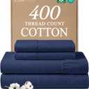 Queen Sheet Set - 100% Cotton Sheets - 4 Piece Queen Size Cotton Bed Set with Deep Pockets up to 16 Inches - Ultra Soft, Breathable & Cooling - Fade and Stain Resistant - Machine Washable - Navy Blue