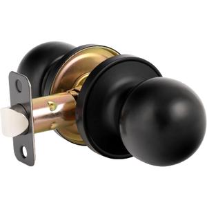 HOSOM Passage Door Knob, Matte Black Door Knobs Keyless Doorknobs for Interior Doors, Hallway, Closet and More, No Locking Door Handle, 1 Pack