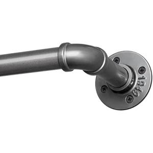 SOMINS 1 Inch Curtain Rods for Windows 32 to 48, Outdoor Industrial Adjustable Blackout Curtain Rod, Indoor Heavy Duty Wrap Around Drapery Pole, Grey, 32-48"