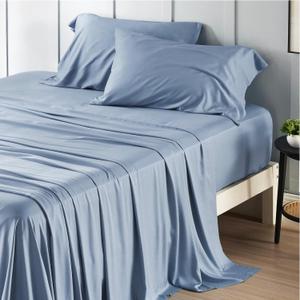 Bedsure King Size Sheet Sets, Cooling Sheets for Hot Sleepers, Rayon Derived from Bamboo, Breathable & Soft Deep Pocket, Hotel Luxury Silky Bedding, Bedsheet & Pillowcases, Mineral Blue