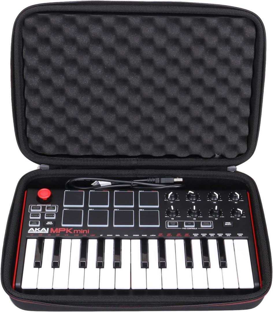 LTGEM Case Compatible with Akai Professional MPK Mini MK3 / MPK Mini Play MK3 25 Key USB MIDI Keyboard Controller, Black(Case Only)