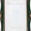 Vintage Picture Frame 4x6 Inch, Ornate Photo Frame for Wall or Tabletop Display, Antique Picture Frame with Real Glass & Hook for Home Decor - Mother's Day Birthday Gift (Green)