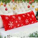YIYEA Christmas Faux Fur Body Pillow Case Cover, Luxury Ultra Soft Fuzzy Pillowcases, Fluffy Plush Velvet Body Pillow Cover with Zipper, Cozy Warmth and No Shedding, 20 x 54