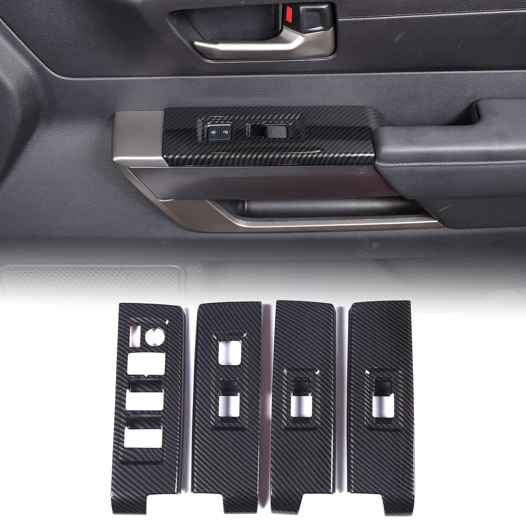Aunginsy Car Door Window Glass Lift Button Panel Trim Cover Compatible with Toyota Tundra/Sequoia 2022-2025 Car Front and Rear Doors Armrest Window Control Switch Decorative Frame Sticker Accessories