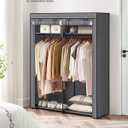 SONGMICS Closet Wardrobe, Portable Closet for Bedroom, Clothes Rail with Non-Woven Fabric Cover, Clothes Storage Organizer, 55.1 x 16.9 x 68.5 Inches, Gray URYG02GY