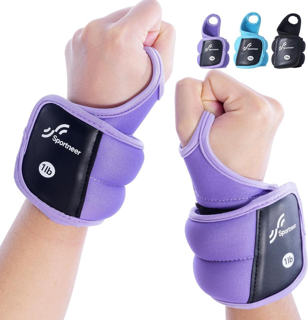 Sportneer Wrist Weights with Thumb Loops Lock for Men Women, 2 LBS /4 LBS Pair Arm Hand Weights for Running Walking Jogging Physical Therapy Gym Strength Training Cardio Exercise, Increase Wrist & Hand Resistance (Purple)