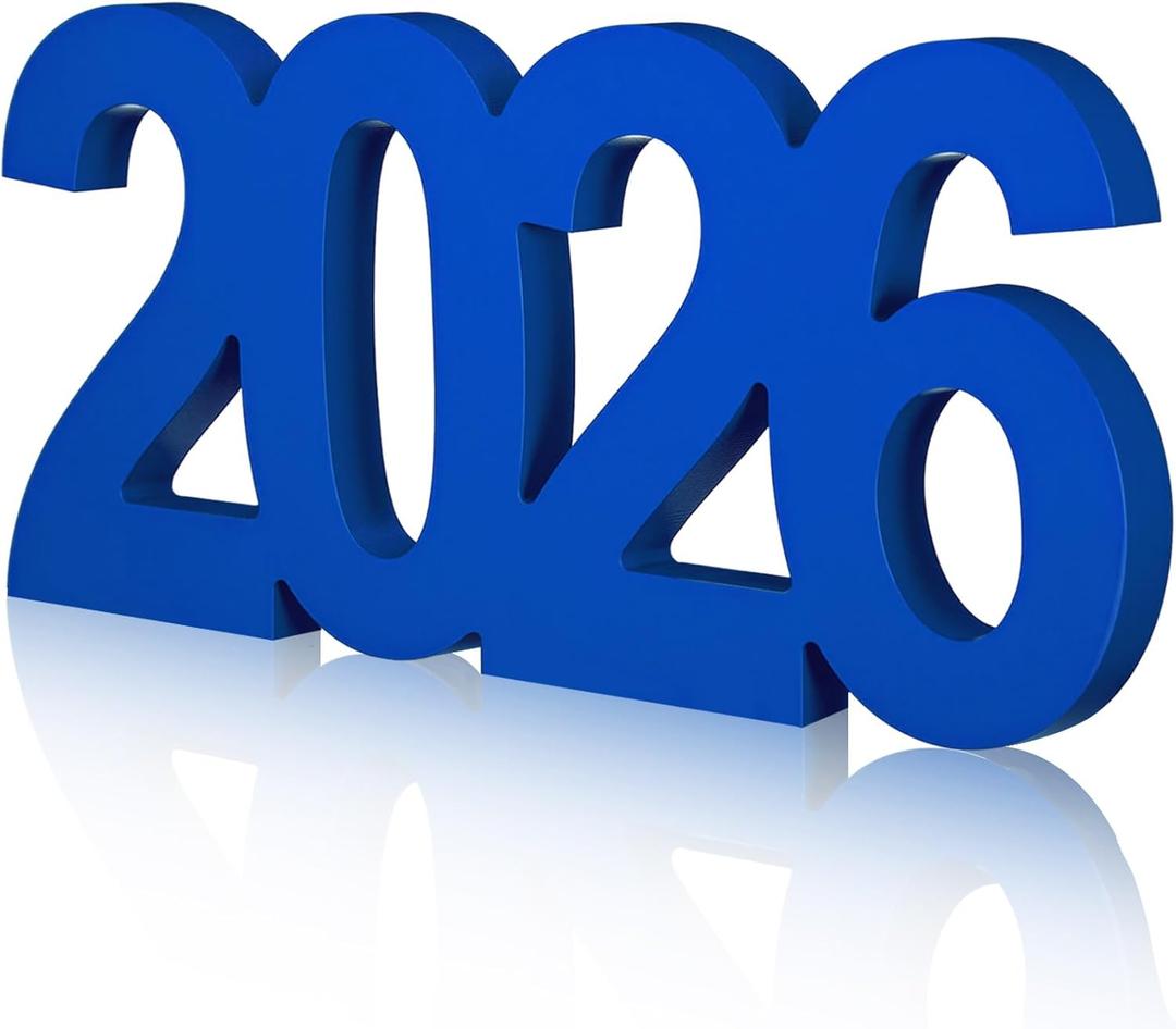 AceOrbit Graduation Decorations 2026 Table Sign Centerpieces 13" x 5.5" Wooden Class of 2026 Block Graduation Photo Booth Props for High School Seniors Night Decor College Party Supplies(Blue)