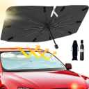 2026 Windshield Sun Shade Umbrella, Foldable Car Umbrella Sunshade with UV Block Car Front Window (Heat Insulation Protection) for Auto Windshield Covers Blackout Trucks Cars (Large)