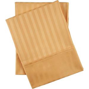 Superior Egyptian Cotton 400 Thread Count Pillowcases, Striped Sateen Weave, Bedroom Essentials, Bedding Basics, Extra Soft Pillow Cases, Guest Room, Hotel Aesthetic, Set of 2, King, Gold