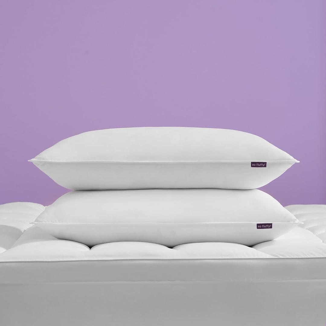 Adjustable Down Alternative Standard/Queen Size Set of 2 Bed Pillows with Medium/Firm Support, 20" x 28", White