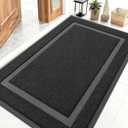 OLANLY Front Door Mat Indoor Outdoor Entrance, Waterproof All-Season, All-Weather Doormat, Sturdy Natural Rubber, Fade Resistant, Low Profile, Easy Clean Patio Porch Entryway Mat, 47x32, Black