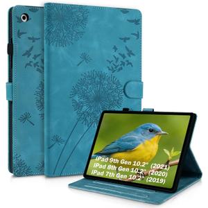 ipad 9th / 8th / 7th Generation Case, Dandelion Cover with Kickstand for Apple Pencil Holder, Magnetic Closure and Precise Cutouts, Compatible with Apple iPad 10.2 Inch 2021/2020 / 2019 Blue