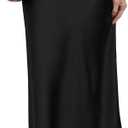Women's Satin Maxi Skirt High Waisted Elastic Waistband Silk A-Line Casual Party Leopard Print Long Skirts for Women