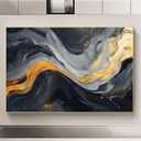 Black and Gold Abstract Painting Wall Art for Living Room Bedroom Office Modern Home Artwork Black Grey Canvas Wall Art Grey and Gold Artwork Black Modern Abstract Canvas Picture 16x24inch No Frame