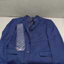 LUPURTY 3 Piece Suits for Men Slim Fit Men's Suit for Business Wedding Party 2 Button Blazer Tuxedo Set Jacket Vest Pants (Large, Navy Blue)